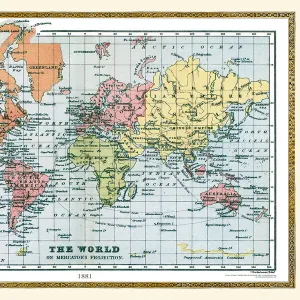 Old Map of The World 1881