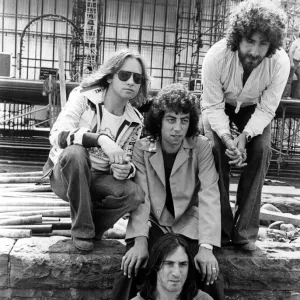 10cc ( Ten CC) at Cardiff Castle before their concert. July 1975