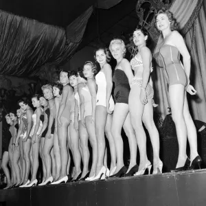 1958 Miss World Beauty Contestants pictured during rehearsals, Lyceum Theatre, London