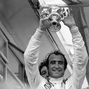 1971 Race of Champions at Brands Hatch. Winner Clay Regazzoni holds aloft