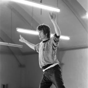 Actor Michael Crawford works out on the high wire. 8th April 1981