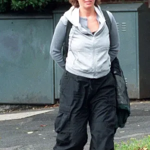 Actress Emma Thompson who is pregnant and out and about. dtgu