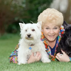 Actress Pam St. Clement with her two pet dogs. 14th April 1992