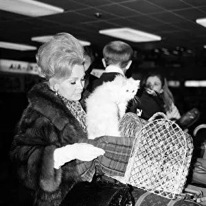 Actress Zsa Zsa Gabor at London Heathrow Airport to fly back to Los Angeles Friday 10th