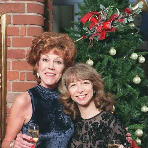 Actresses Sue Nichols and Helen Worth pictured at Coronation Street cast & crew Christmas