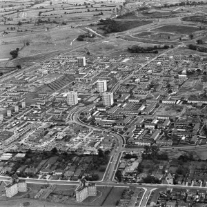 Aerial view showing the new Chelmsley Wood housing estate, Solihull. 7th July 1968