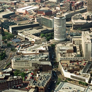 Aerial views of Birmingham city centre, taken from the BRMB Flying Eye. 15th June 1994