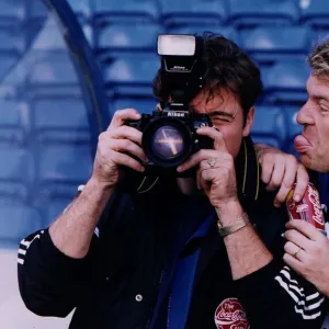 Ally McCoist and Andy Goram turn the camera on the photographers Rangers football Coca