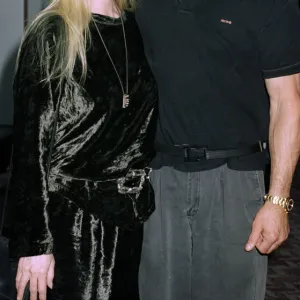 American actor Patrick Swayze with his wife Lisa on arrival at Heathrow Airport from Los