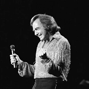 American singer Neil Diamond in concert at the NEC Arena, Birmingham. 2nd July 1984