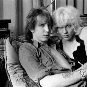 Angie Bowie, former wife of singer David Bowie, pictured here with her boyfriend