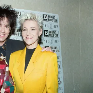 Announcement of the 1991 Brit Awards Nominations. Betty Boo with Marie Fredriksson