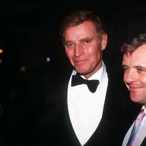 Anthony Hopkins actor with Charlton Heston at the Caine Mutiny premiere party Dbase MSi