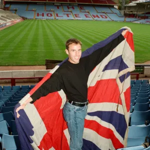 Aston Villa football player Gareth Southgate celebrates his England call up