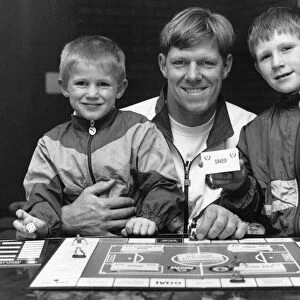 Aston Villa goalkeeper Nigel Spink with his sons Aaron and Byron with the new Aston Villa
