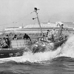 Barry Station Number Two lifeboat entering the dock. In the background is