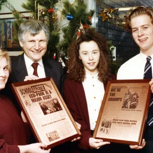 Billingham Campus School headmaster John Finnel is pictured with pupils Andrea Dixon