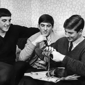 Birmingham City footballer Bob Latchford pictured with his two footballing brothers David