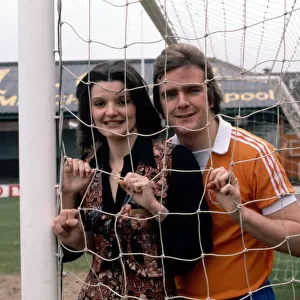 Blackpool footballer Brian Wilson and his fiancee Anne Nolan of the Nolan sisters pose