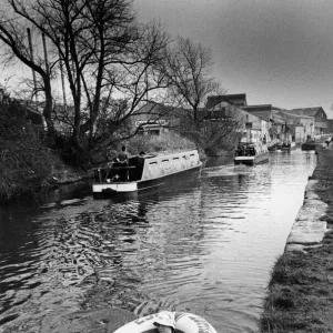 Boating in miniature, Leeds and Liverpool canal. Circa 1980