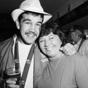 Boxer, Jimmy Moran celebrates his Commonwealth Games gold medal with friends at the Bell