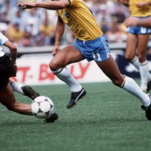 Brazil World Cup 1982 football Argentina v Brazil Eder stides forward for