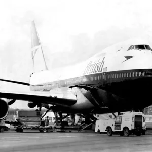 A British Airways Boeing 747 Jumbo Jet at Newcastle Airport