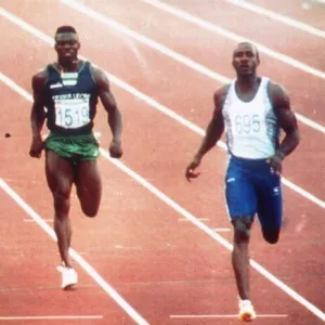 British athlete Linford Christie in action during the Mens 100 Metres Quarter Final heat