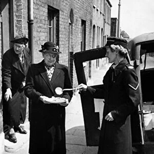 British Red Cross Meals on Wheels June 1946 Mrs Emily Hart taking part in her