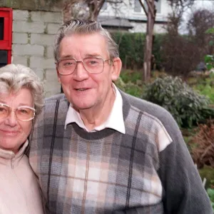 Bryan Mosley actor December 1998 dancing with wife Norma