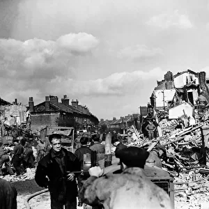 A building in Leytonstone London destroyed by a V2 flying bomb during WW2. 1944