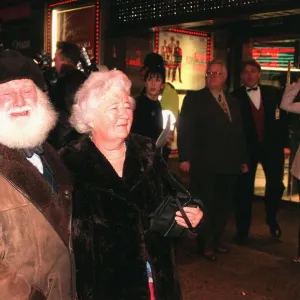 Buster Merryfield actor with wife attend the film premiere of Fierce Creatures in London