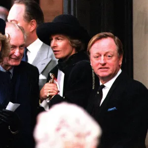 Camilla Parker Bowles and husband Andrew Parker Bowles attend memorial service for her