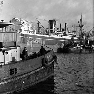 Cardiff Docks, South Glamorgan, Wales. March 1954