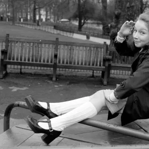 Child: Singer: Lena Zavaroni enjoying herself in Green Park, London