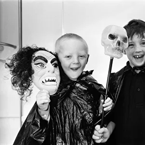 Children celebrating Halloween in Liverpool. Pictured, Lee Williams and Glen Styles
