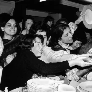 The china department at Harrods on the first day of the sales in Jan 1978