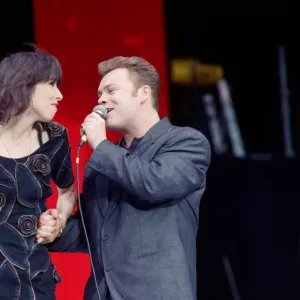 Chrissie Hynde of The Pretenders performing with UB40 at the Nelson Mandela 70th Birthday