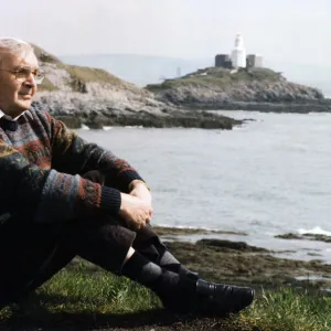 Former coastguard Eric Michael at Mumbles lifeboat station. 8th April 1992