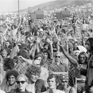 Crowds at the Isle of Wight pop festival. 30th August 1970