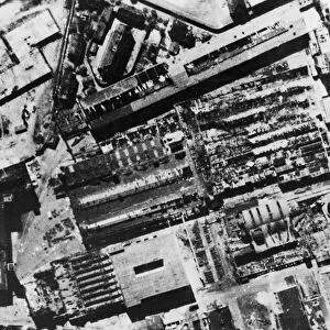 Damage to the Rheinmetall Borsig AG plant in Dusseldorf following an attack by bombers