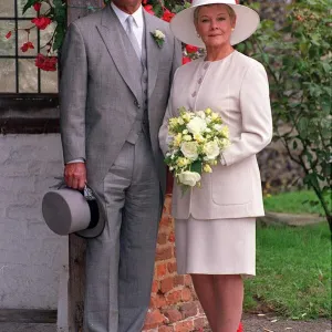 Dame Judi Dench September 1993 with co star Geoffrey Palmer pictured during wedding