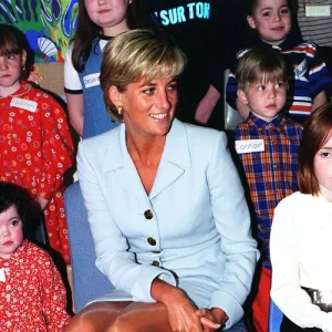 Diana, Princes of Wales visits children at the Royal Brompton Hospital in West London