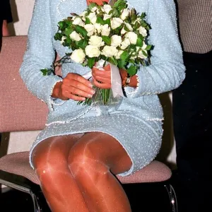 Diana, Princess of Wales is presented with the first rose to be named after her at