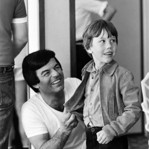 Disc Jockey Tony Blackburn and his son Simon, 8, at Thorpe Park