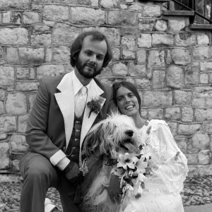 DJ John Peel marries Sheila Gilhooley & pet dog 1974