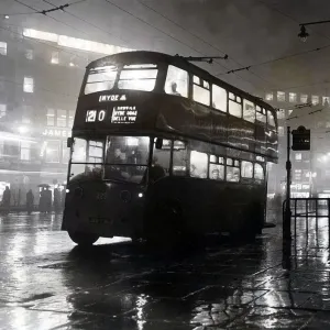 A Double Decker bus in Manchester during the Midday Smog November 1953