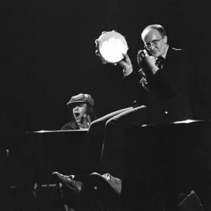 Elton John and Ray Cooper in concert at Birmingham Hippodrome. 21st April 1979