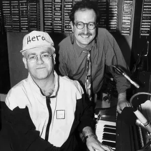 Elton John the singer with Steve Wright the broadcaster