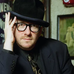 Elvis Costello singer in his local pub The Johnny Fox near Dublin in the Irish Republic